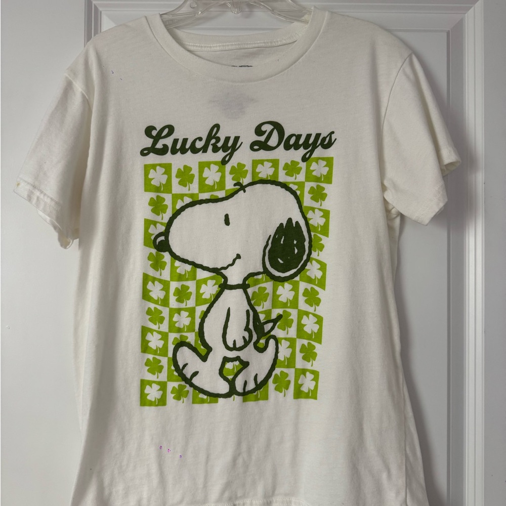 Peanuts White T-Shirt with Green Accents